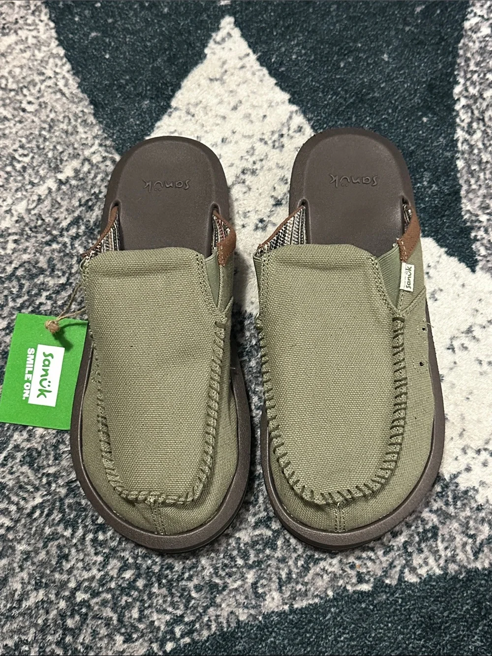 Sanuk Olive Green Canvas Slip-On Clog